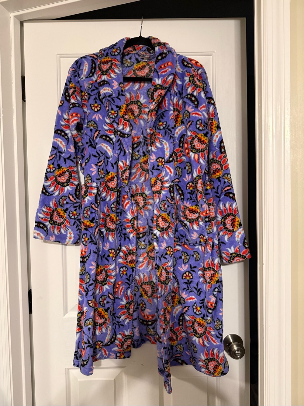 Vera Bradley Sun Valley Plush Fleece Robe L/XL Retired Purple Floral Lounger